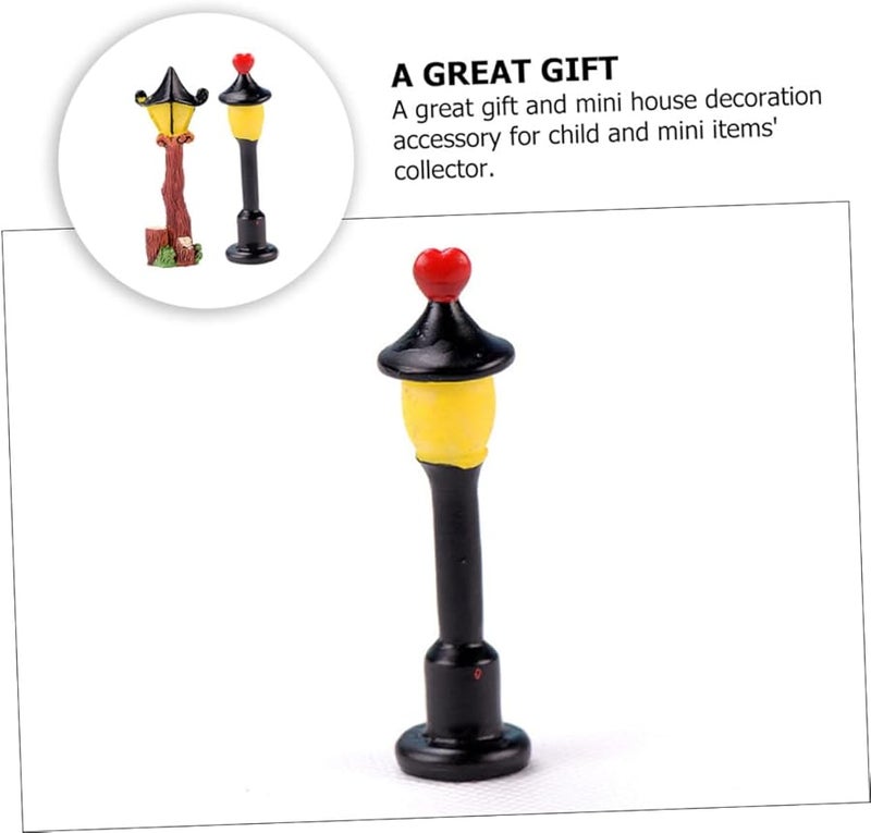 Milisten Mini Street Light Ornaments 2Pcs Simulated Lamp Posts For Dollhouse Random Style - Image 4